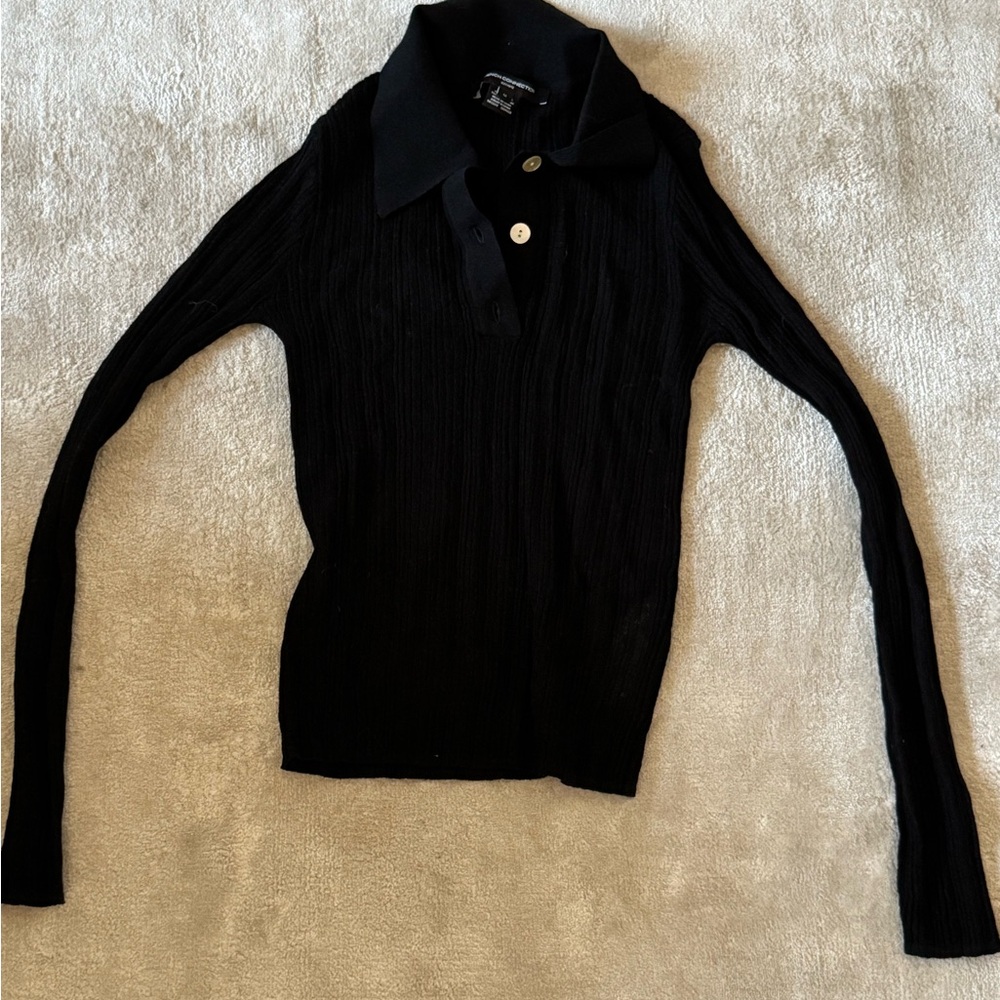 French Connection Lightweight Black Collared Wome… - image 1